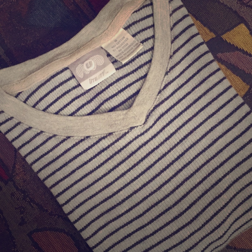 Ribbed Striped Short/Mid Sleeve Shirt